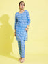 Girl's' Aqua Blue Kurta And Straight Pant Set